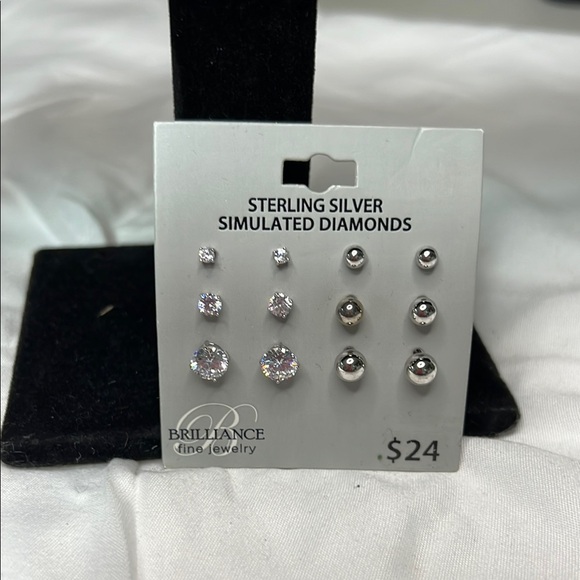 Jewelry - Sterling Silver Simulated Diamond Earrings Set